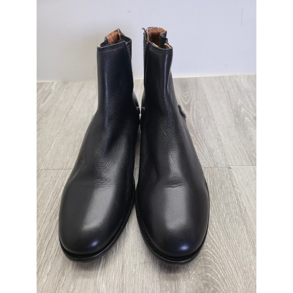 Frye Black Leather Ankle Boots with Zipper - Picture 2 of 9
